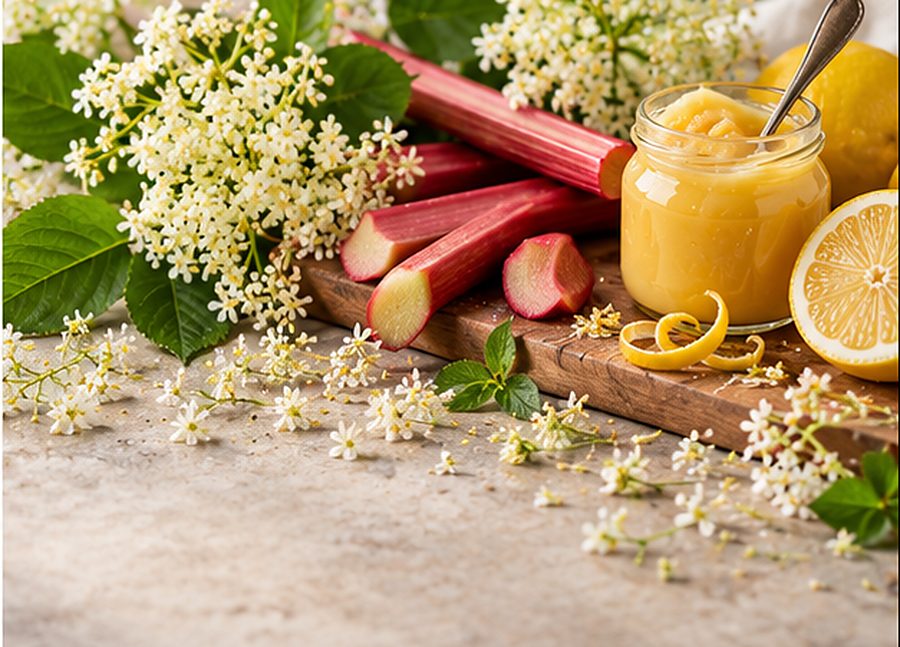 Elderflower, rhubarb and lemon curd