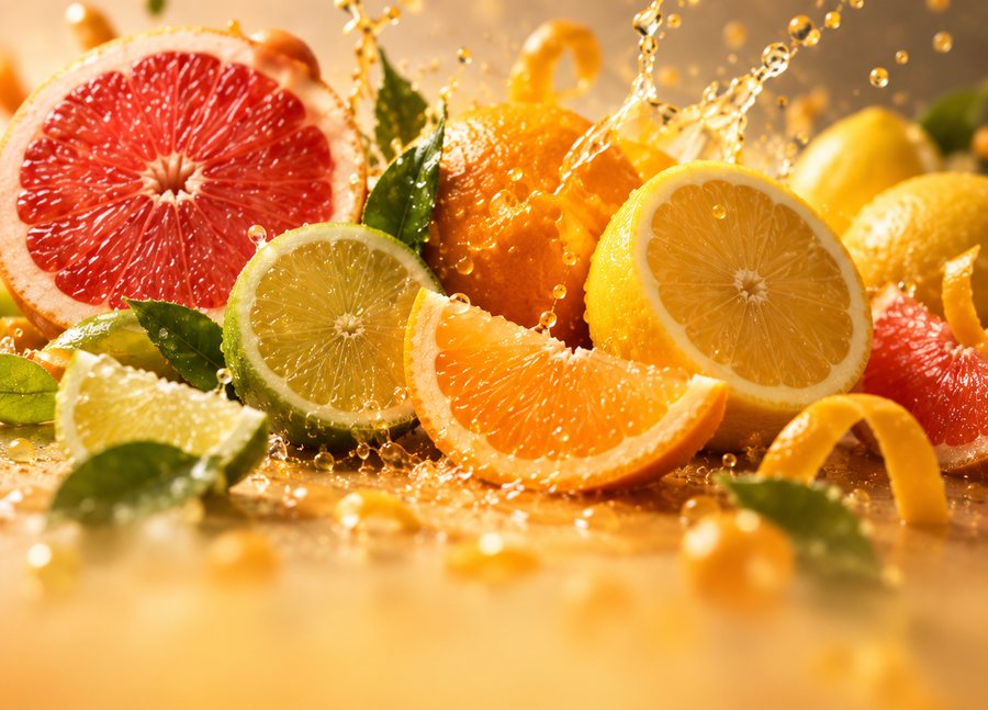Halved oranges packed edge to edge